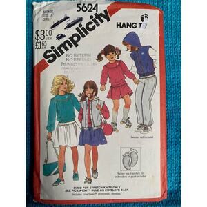 Simplicity sewing pattern  5624 Kids top skirt hoodie pants